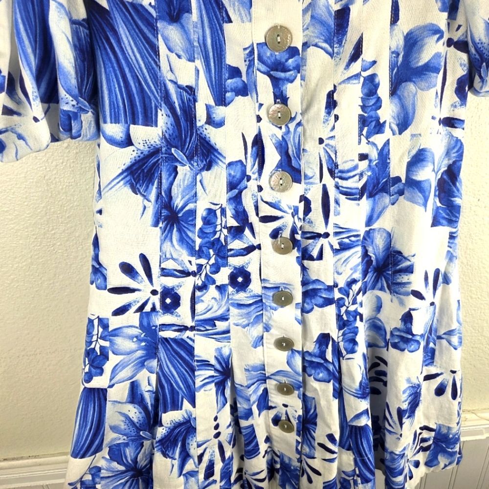 Caroline Constas NWT Linen Blend Floral Blue and White Mini Dress Size 02/XS - Picture 6 of 13